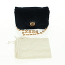 LOEWE Chain Goya Shoulder Bag Velor Black Gold Auth 165404M-13
