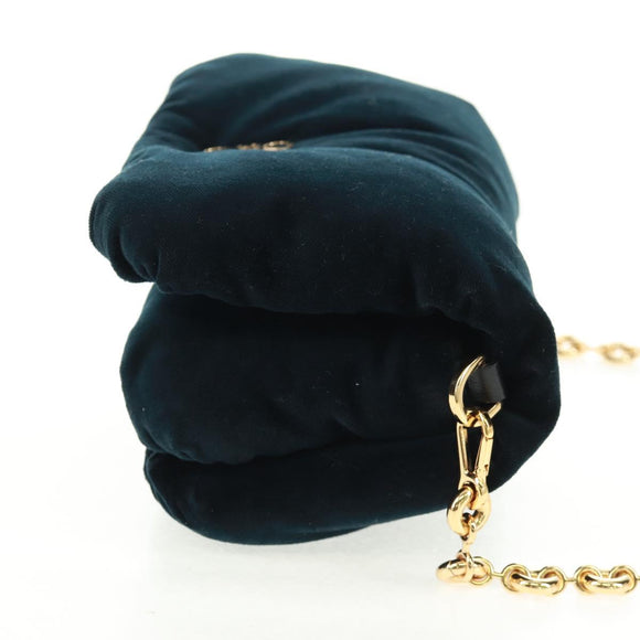 LOEWE Chain Goya Shoulder Bag Velor Black Gold Auth 165404M