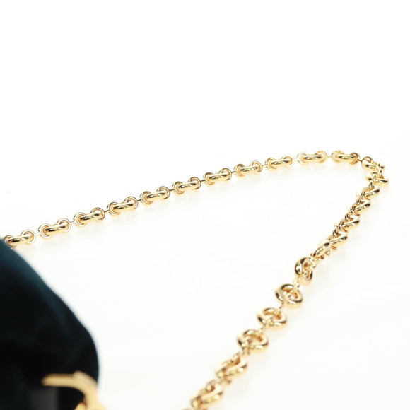 LOEWE Chain Goya Shoulder Bag Velor Black Gold Auth 165404M