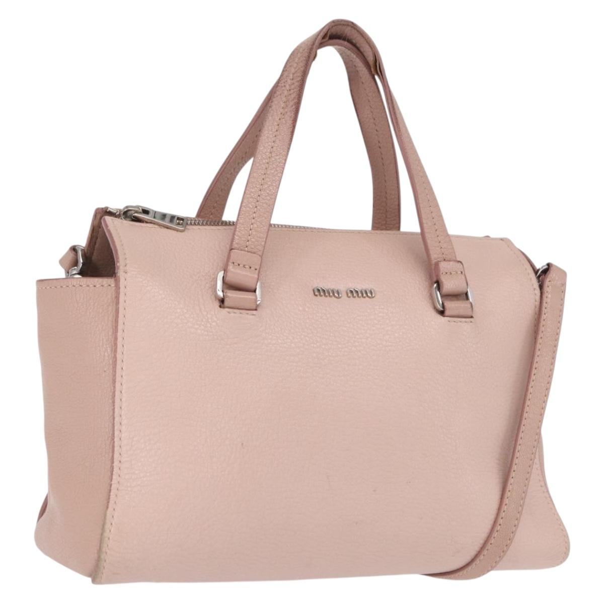 Miu Miu Hand Bag Leather 2way Pink Silver Auth 165405 | Brand 