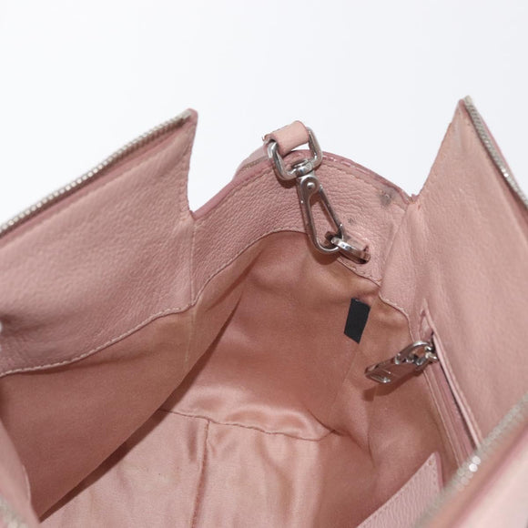 Miu Miu Hand Bag Leather 2way Pink Silver Auth 165405
