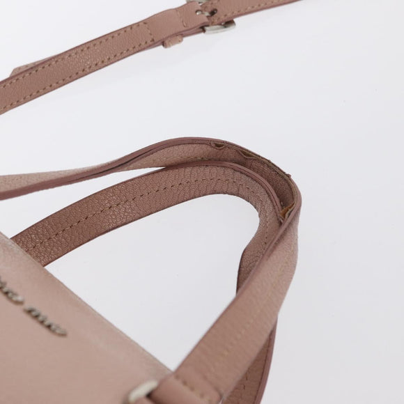 Miu Miu Hand Bag Leather 2way Pink Silver Auth 165405