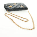 CHANEL Chain Matelasse 2.55 Shoulder Bag Leather Black Gold CC Auth 165409V-7