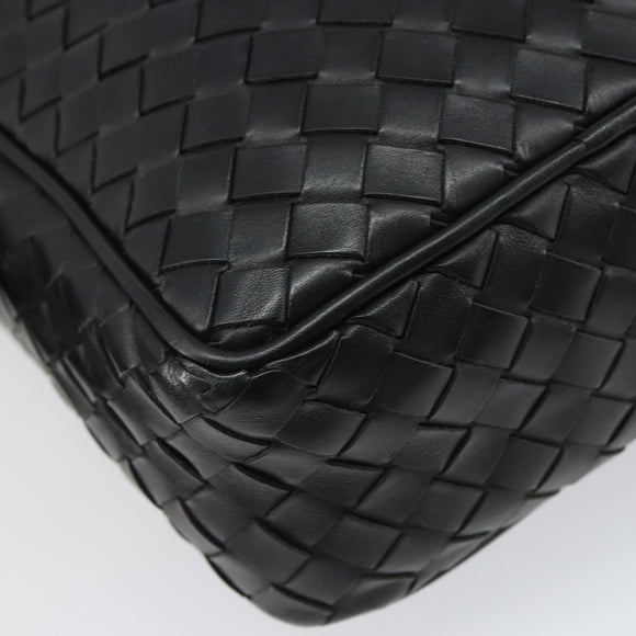 BOTTEG AVENETA INTRECCIATO Shoulder Bag Leather Black Silver Auth 165410