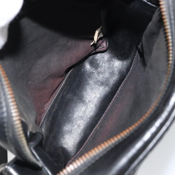 BOTTEG AVENETA INTRECCIATO Shoulder Bag Leather Black Silver Auth 165410