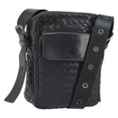 BOTTEG AVENETA INTRECCIATO Shoulder Bag Leather Black Silver Auth 165410-1