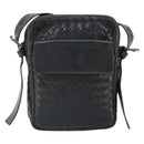 BOTTEG AVENETA INTRECCIATO Shoulder Bag Leather Black Silver Auth 165410-2