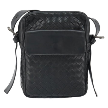 BOTTEG AVENETA INTRECCIATO Shoulder Bag Leather Black Silver Auth 165410 - 0