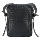 BOTTEG AVENETA INTRECCIATO Shoulder Bag Leather Black Silver Auth 165410-3