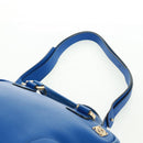 LOEWE Anagram Amazona 75 Hand Bag Leather 2way Blue Gold Auth 165412V-16