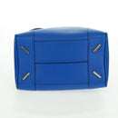 LOEWE Anagram Amazona 75 Hand Bag Leather 2way Blue Gold Auth 165412V-5