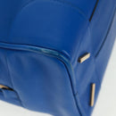 LOEWE Anagram Amazona 75 Hand Bag Leather 2way Blue Gold Auth 165412V-9