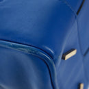 LOEWE Anagram Amazona 75 Hand Bag Leather 2way Blue Gold Auth 165412V-18