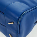 LOEWE Anagram Amazona 75 Hand Bag Leather 2way Blue Gold Auth 165412V-19