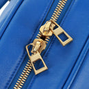 LOEWE Anagram Amazona 75 Hand Bag Leather 2way Blue Gold Auth 165412V-21