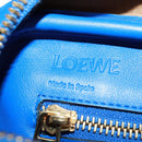 LOEWE Anagram Amazona 75 Hand Bag Leather 2way Blue Gold Auth 165412V-22