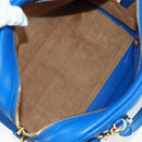 LOEWE Anagram Amazona 75 Hand Bag Leather 2way Blue Gold Auth 165412V-10