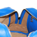 LOEWE Anagram Amazona 75 Hand Bag Leather 2way Blue Gold Auth 165412V-23