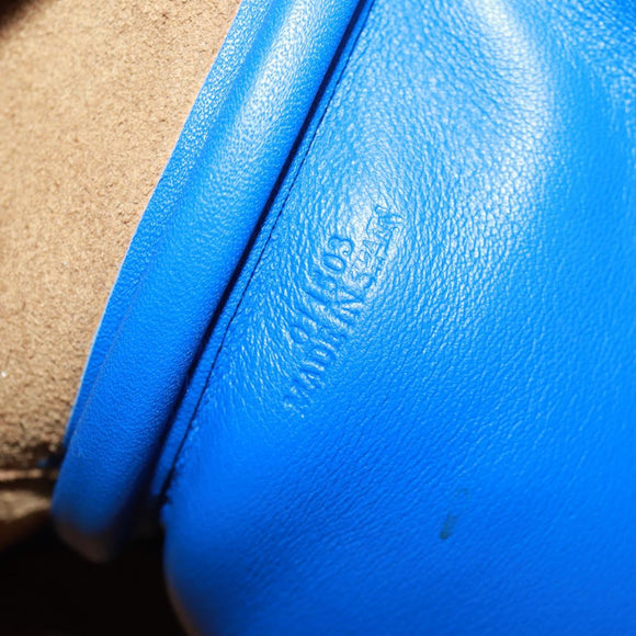 LOEWE Anagram Amazona 75 Hand Bag Leather 2way Blue Gold Auth 165412V