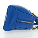 LOEWE Anagram Amazona 75 Hand Bag Leather 2way Blue Gold Auth 165412V-4