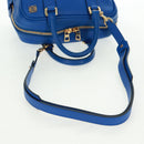 LOEWE Anagram Amazona 75 Hand Bag Leather 2way Blue Gold Auth 165412V-7