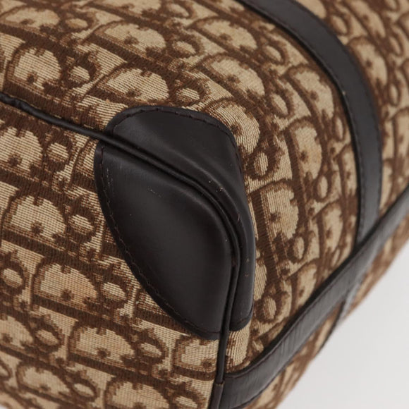 Christian Dior Trotter Canvas Boston Bag Beige Gold Auth 165414