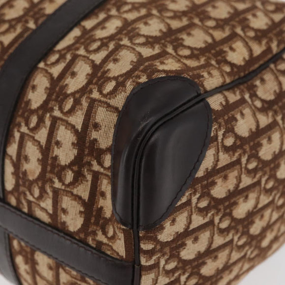 Christian Dior Trotter Canvas Boston Bag Beige Gold Auth 165414