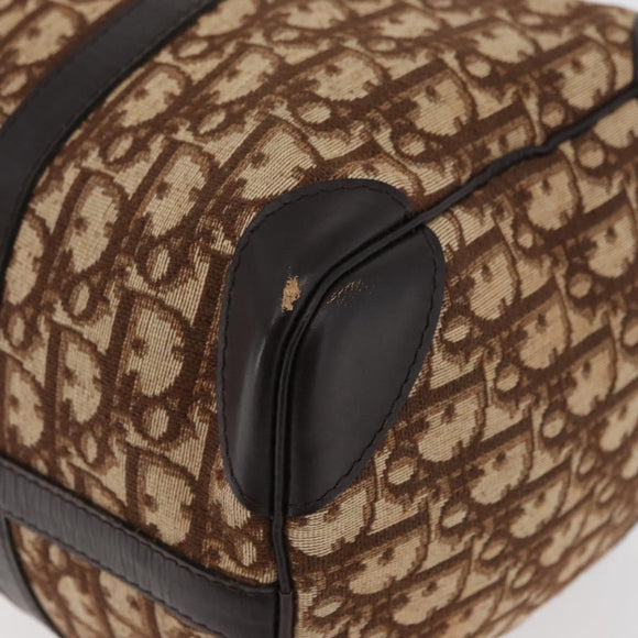 Christian Dior Trotter Canvas Boston Bag Beige Gold Auth 165414
