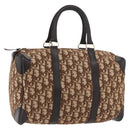 Christian Dior Trotter Canvas Boston Bag Beige Gold Auth 165414-1