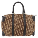 Christian Dior Trotter Canvas Boston Bag Beige Gold Auth 165414-2
