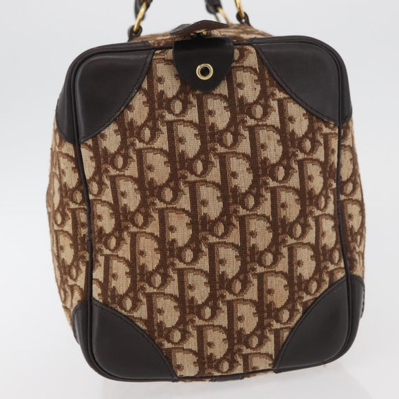 Christian Dior Trotter Canvas Boston Bag Beige Gold Auth 165414
