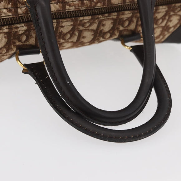 Christian Dior Trotter Canvas Boston Bag Beige Gold Auth 165414