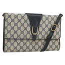 GUCCI GG Supreme Shoulder Bag PVC Navy Gold 94 02 050 Auth 165417-1