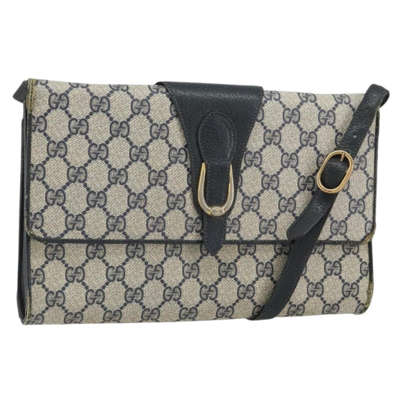 GUCCI GG Supreme Shoulder Bag PVC Navy Gold 94 02 050 Auth 165417