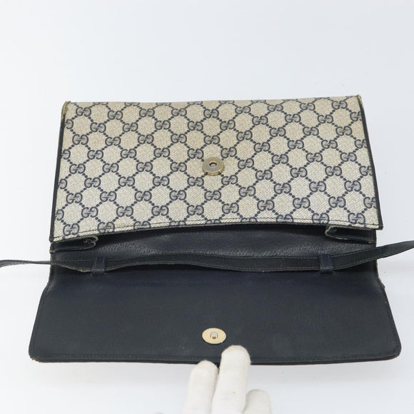 GUCCI GG Supreme Shoulder Bag PVC Navy Gold 94 02 050 Auth 165417