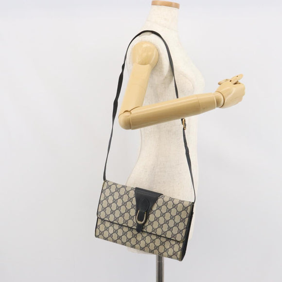 GUCCI GG Supreme Shoulder Bag PVC Navy Gold 94 02 050 Auth 165417