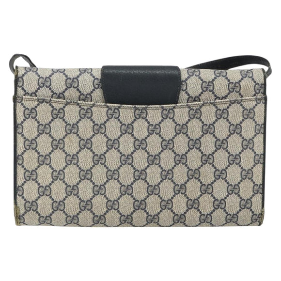 GUCCI GG Supreme Shoulder Bag PVC Navy Gold 94 02 050 Auth 165417
