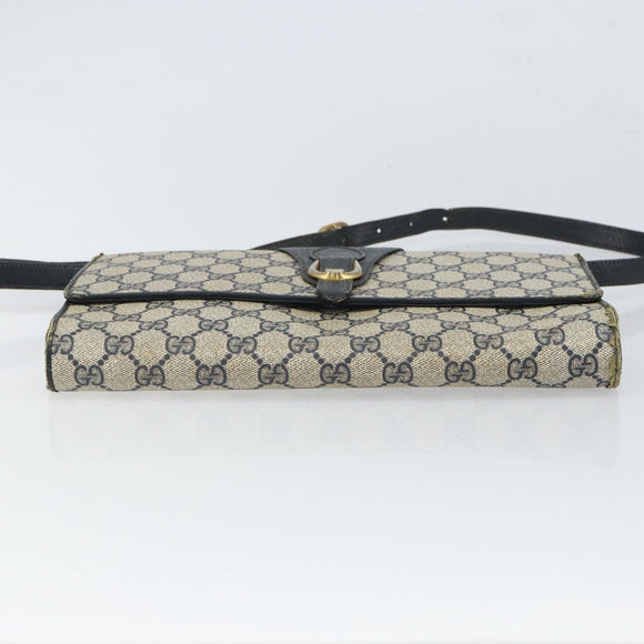 GUCCI GG Supreme Shoulder Bag PVC Navy Gold 94 02 050 Auth 165417