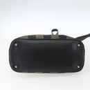 FENDI Pecan Canvas Hand Bag 2way Black Brown gold Auth 165418-5