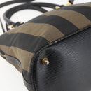 FENDI Pecan Canvas Hand Bag 2way Black Brown gold Auth 165418-16