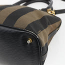 FENDI Pecan Canvas Hand Bag 2way Black Brown gold Auth 165418-17