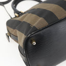 FENDI Pecan Canvas Hand Bag 2way Black Brown gold Auth 165418-18