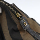 FENDI Pecan Canvas Hand Bag 2way Black Brown gold Auth 165418-19