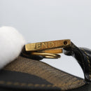 FENDI Pecan Canvas Hand Bag 2way Black Brown gold Auth 165418-10