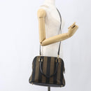 FENDI Pecan Canvas Hand Bag 2way Black Brown gold Auth 165418-24