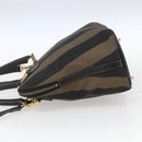 FENDI Pecan Canvas Hand Bag 2way Black Brown gold Auth 165418-3