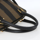 FENDI Pecan Canvas Hand Bag 2way Black Brown gold Auth 165418-7
