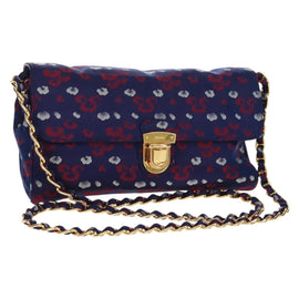 PRADA Chain Shoulder Bag Satin Purple Gold Auth 165419V