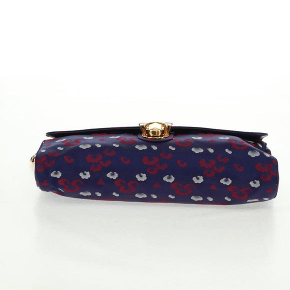 PRADA Chain Shoulder Bag Satin Purple Gold Auth 165419V