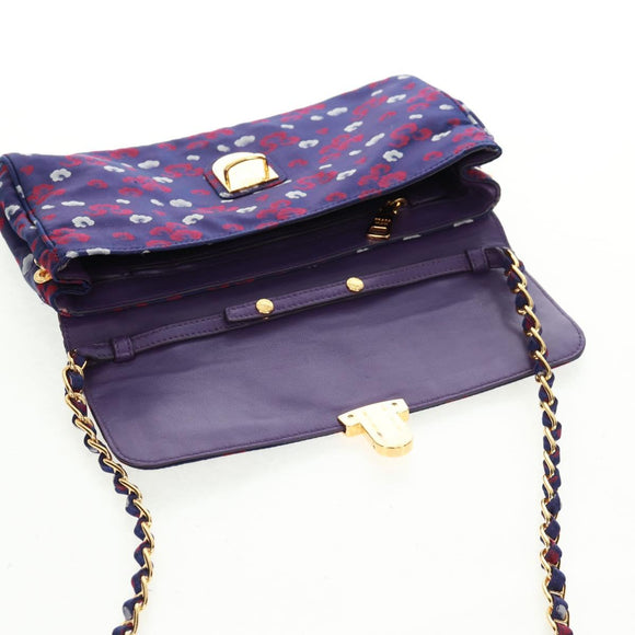 PRADA Chain Shoulder Bag Satin Purple Gold Auth 165419V